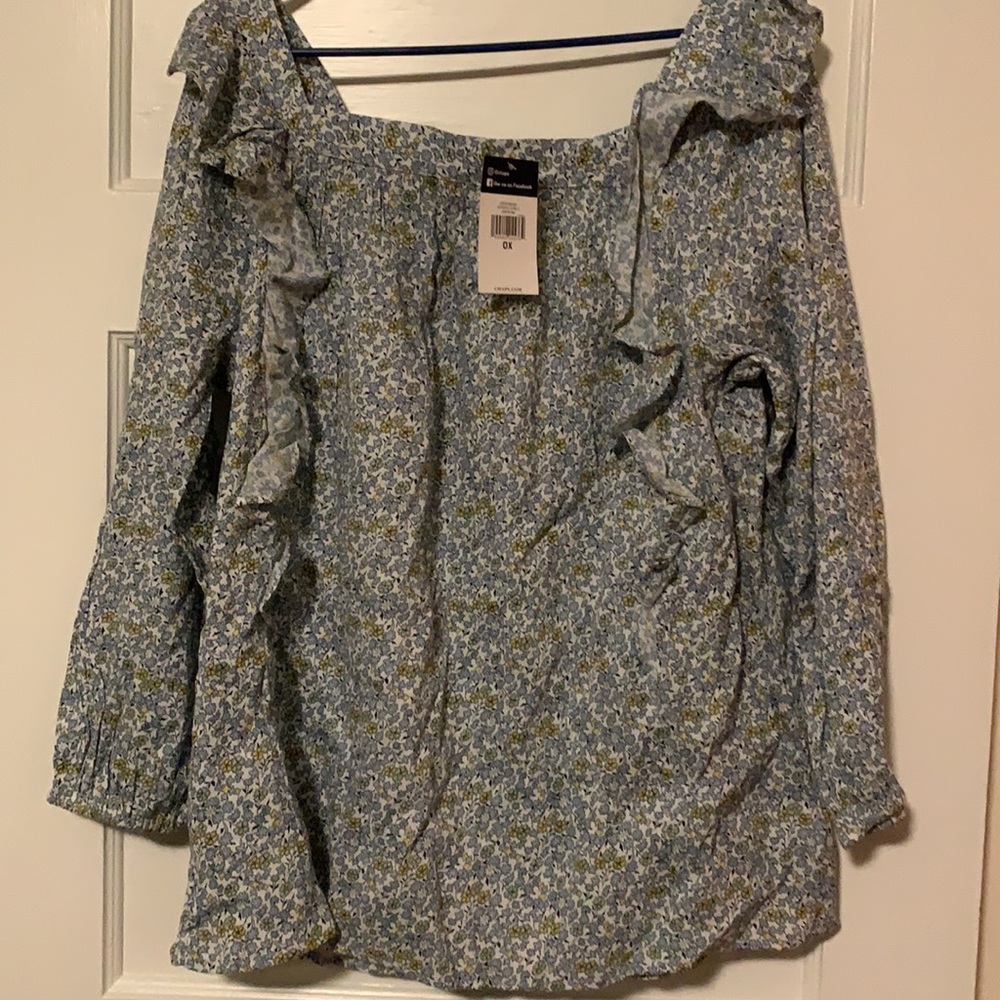 Chaps Squareneck Floral Ruffle Top - Picture 3 of 5